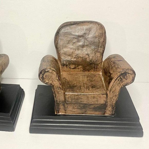 Brown Sofa Couch Ceramic Book Ends - Picture 1 of 5